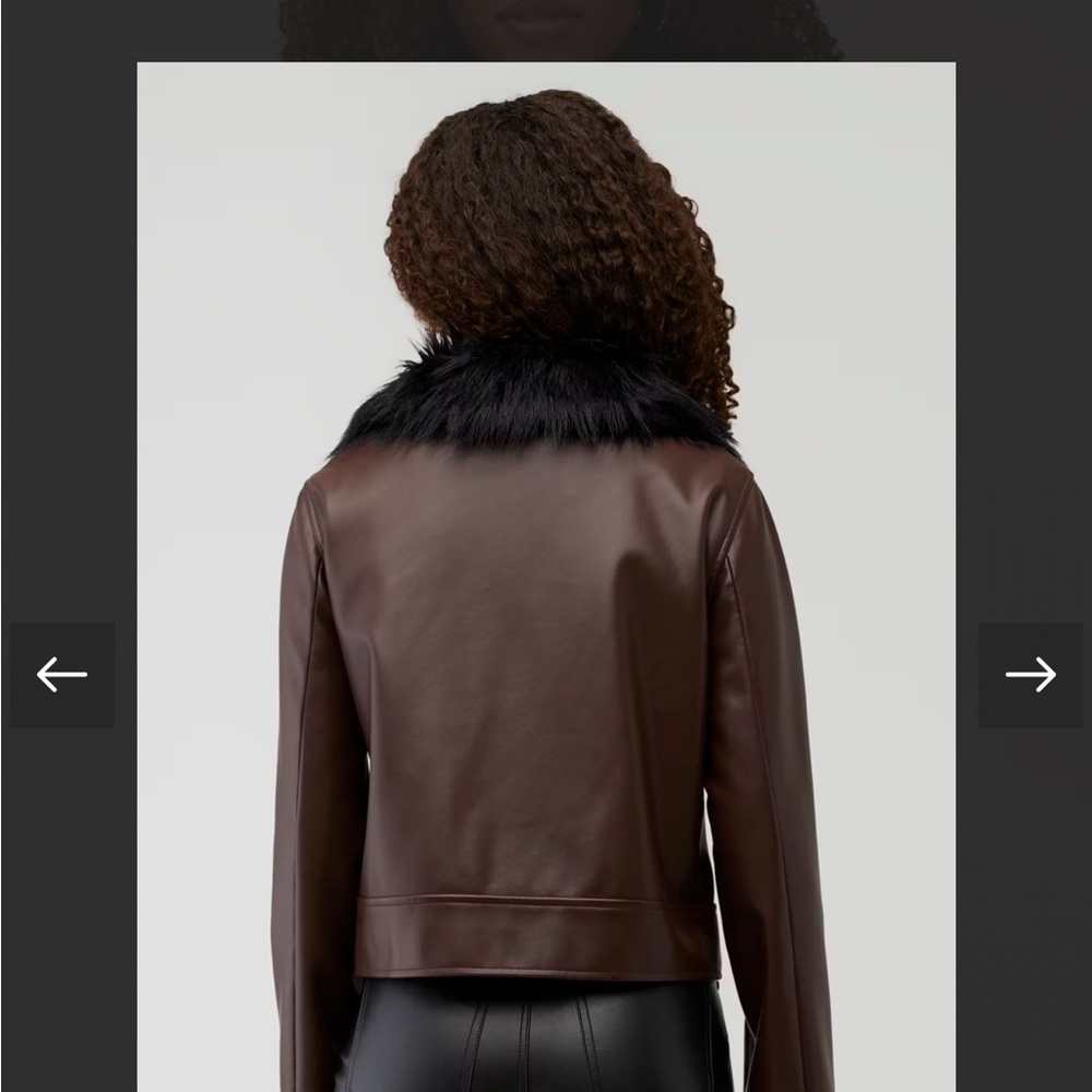 ÉTRe Aimé x Unreal Fur Copenhagen Faux Fur Collar Jacket Brown - Picture 3 of 4